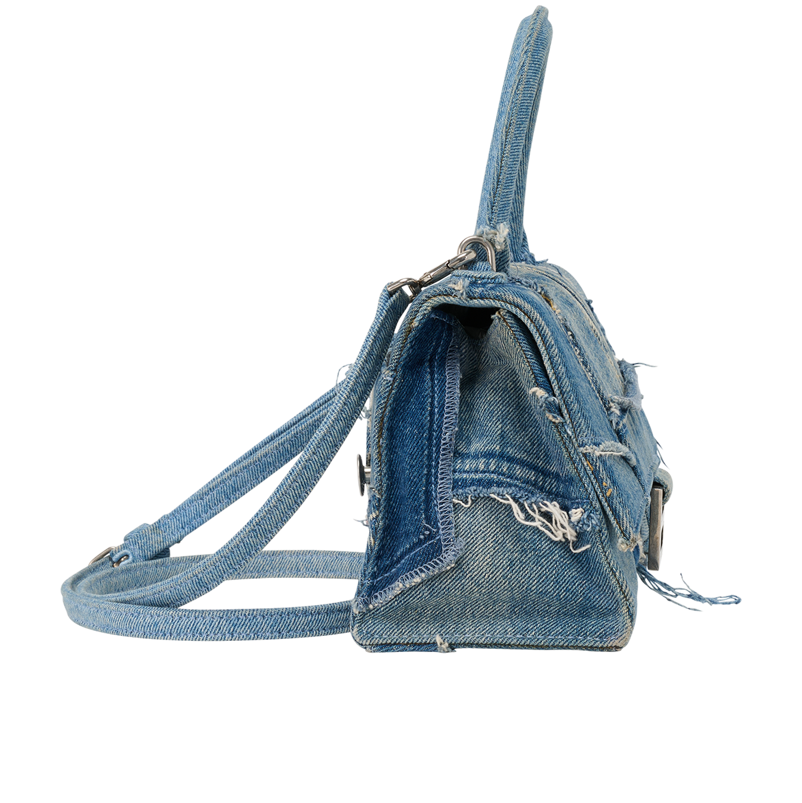 Medium Hourglass, &pound;950, Handbags, Blue, Denim, Side view